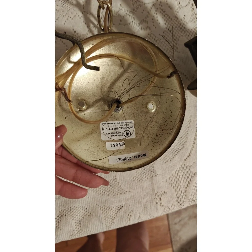 Pair Of Two Vintage Brass Pendant Lights Chandelier Look